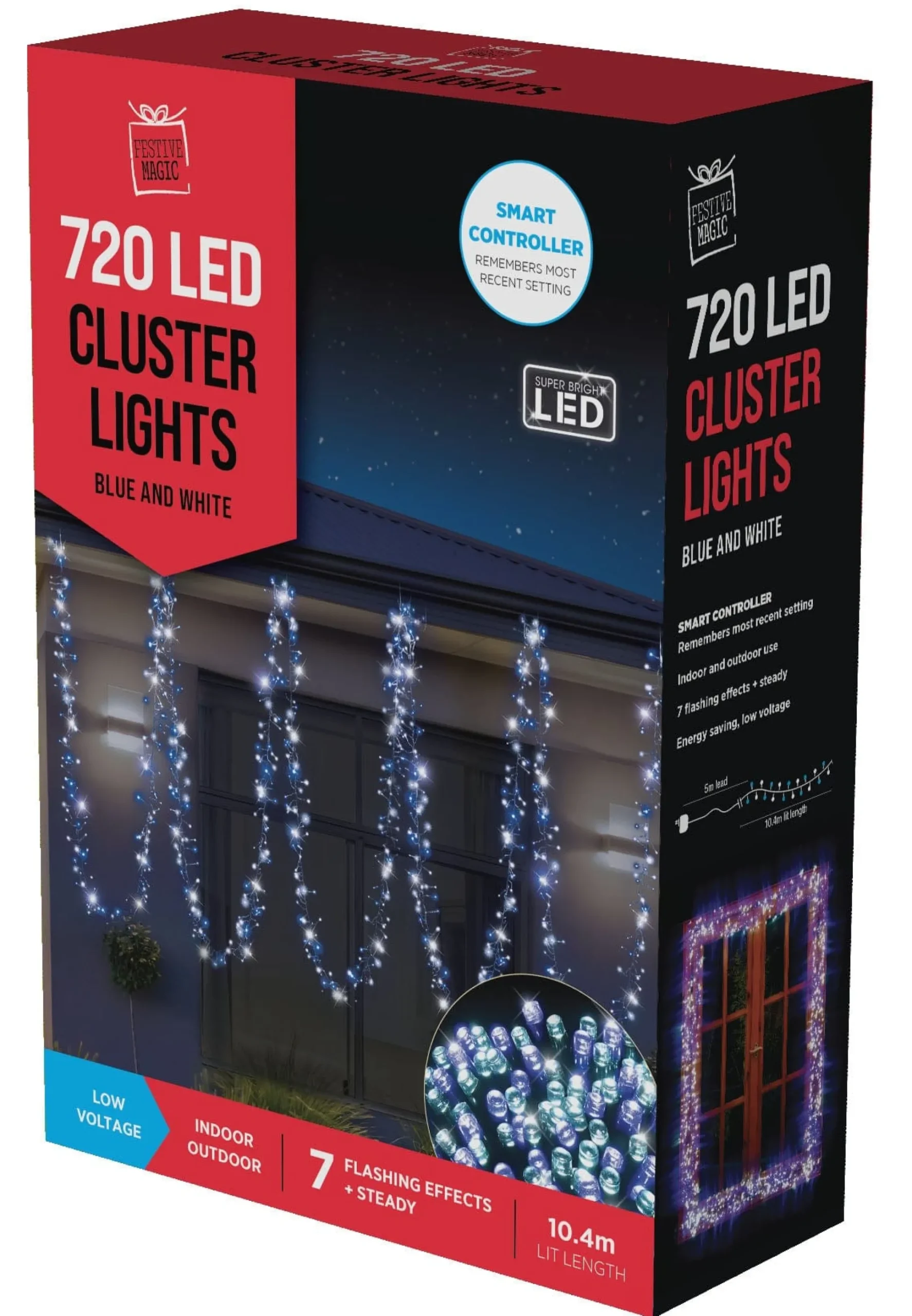 720 Led Cluster Lights Blue And White (10.4M)