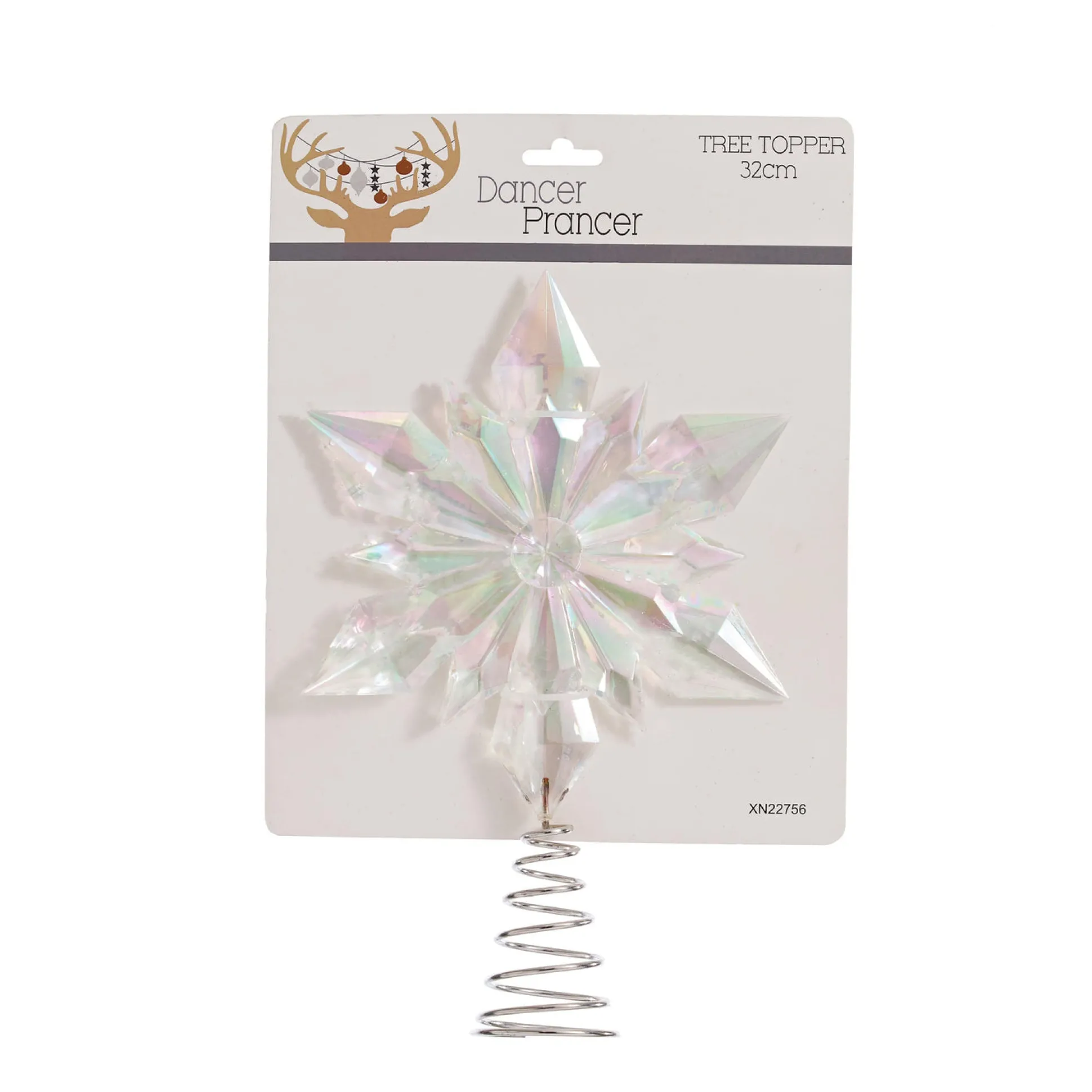 Acrylic Snowflake Tree Topper Iridescent Finish (32Cm)