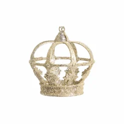 Champagne Glitter Finish Crown Ornament (9Cm)