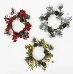 Christmas Glitter Berry Candle Wreath Asst