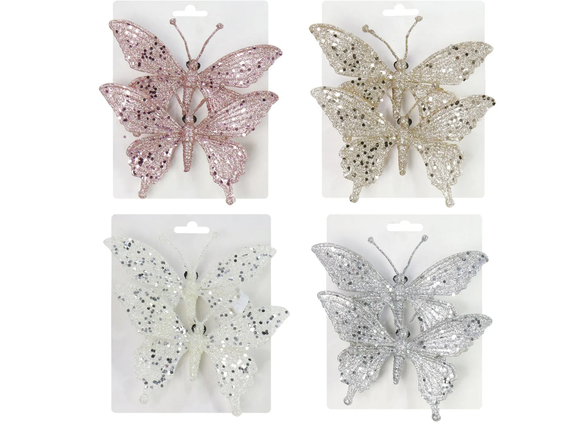 Clip On Sequin Butterfly (2Pk)