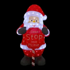 3D Acrylic Santa With Santa Stop Here Sign