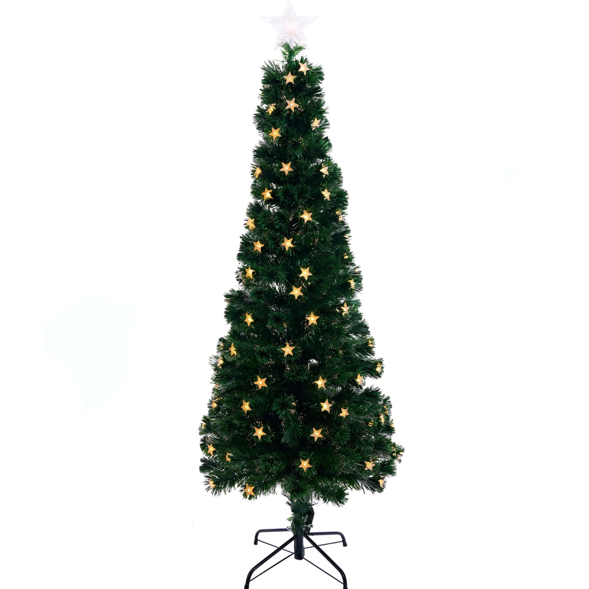 Fibre Optic Tree With 3D Stars Led Warm White (1.8M)