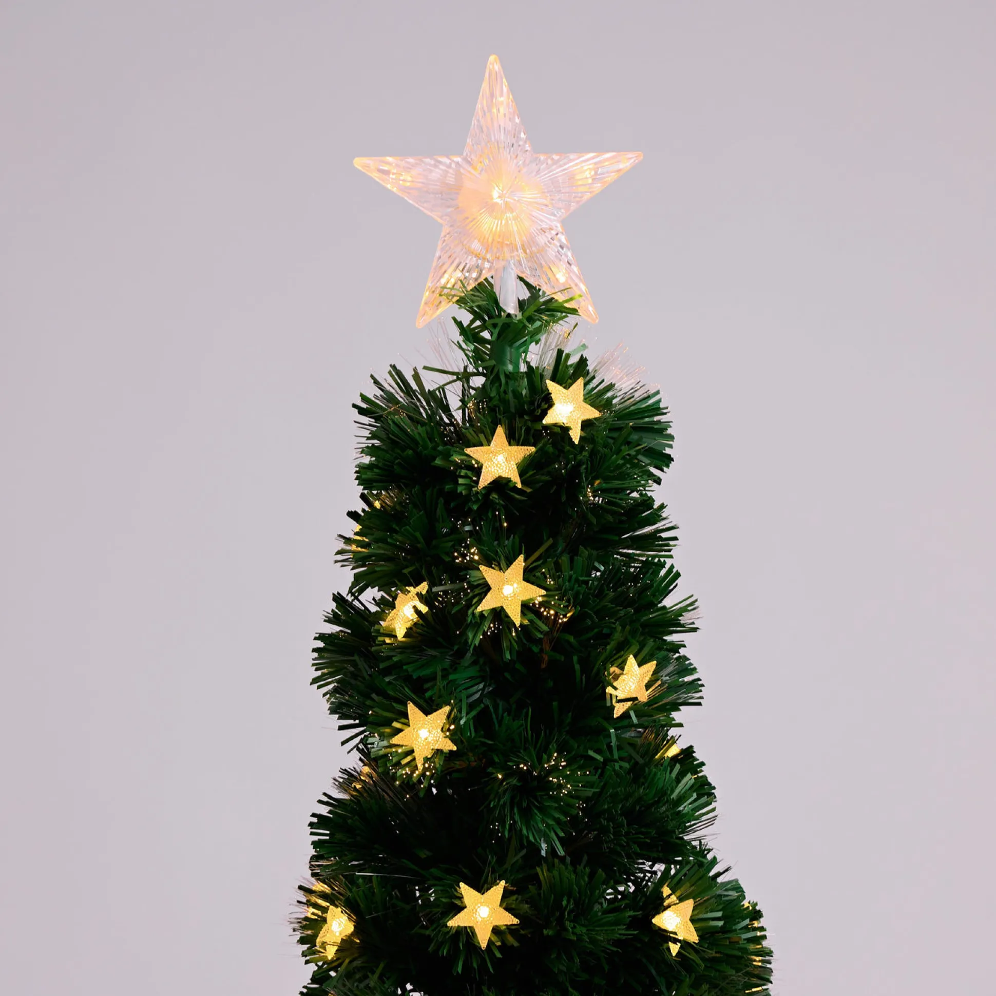 Fibre Optic Tree With 3D Stars Led Warm White (1.8M)