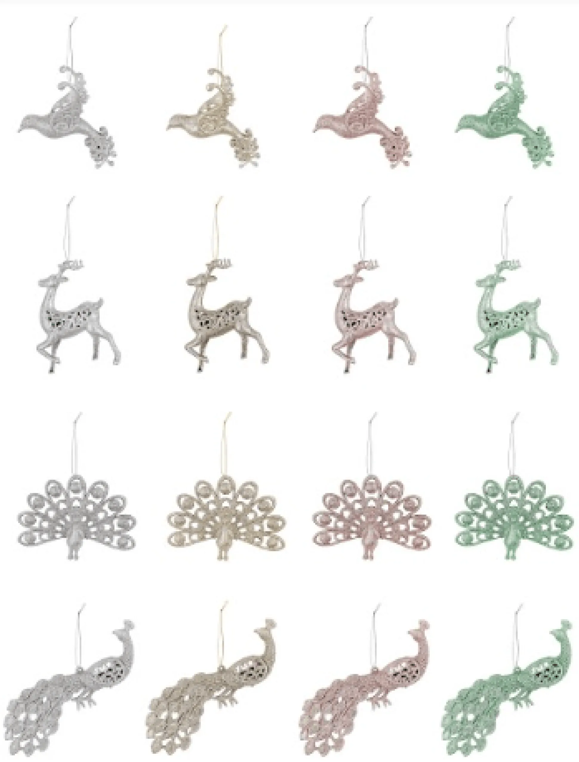 Glitter Hanging Decoration - Silver Dove