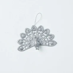 Glitter Hanging Decoration - Silver Dove