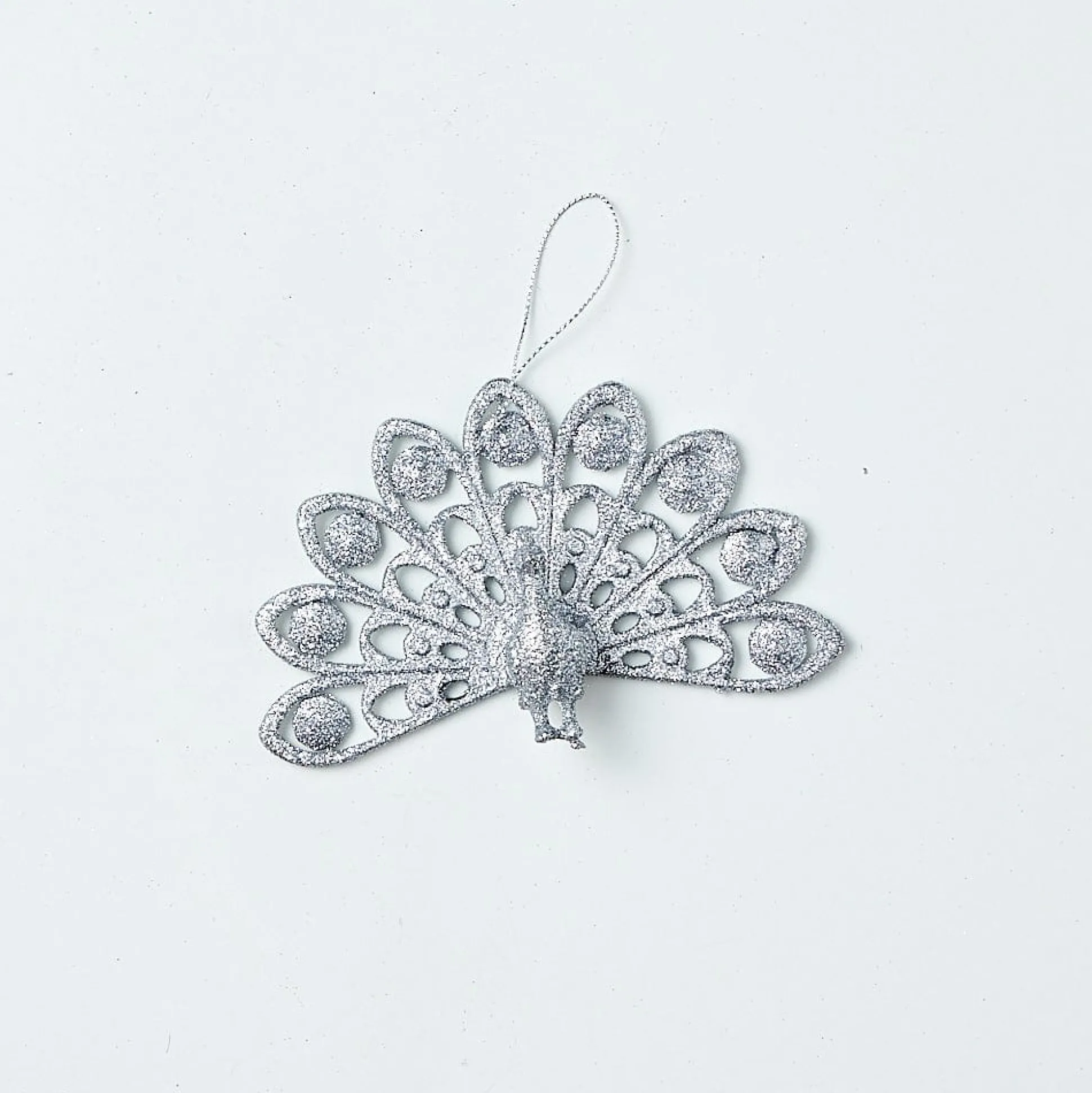 Glitter Hanging Decoration - Silver Dove