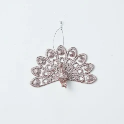 Glitter Hanging Decoration - Silver Dove