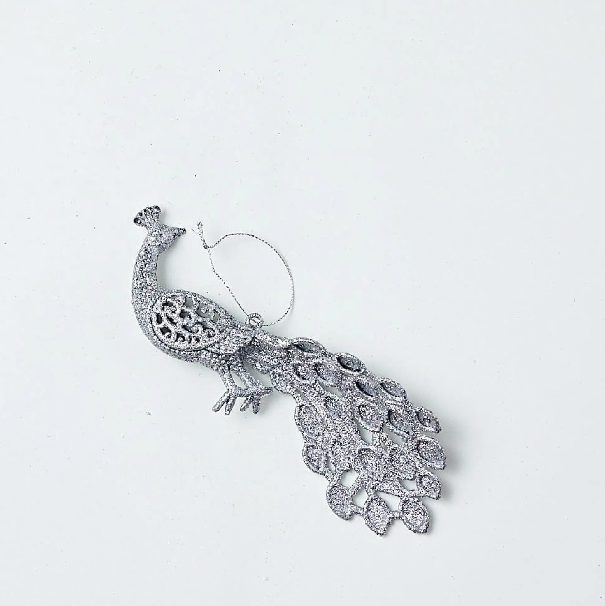Glitter Hanging Decoration - Silver Dove