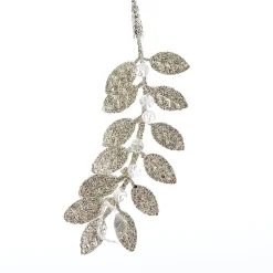 Glitter Leaf With Crystals Tree Decoration