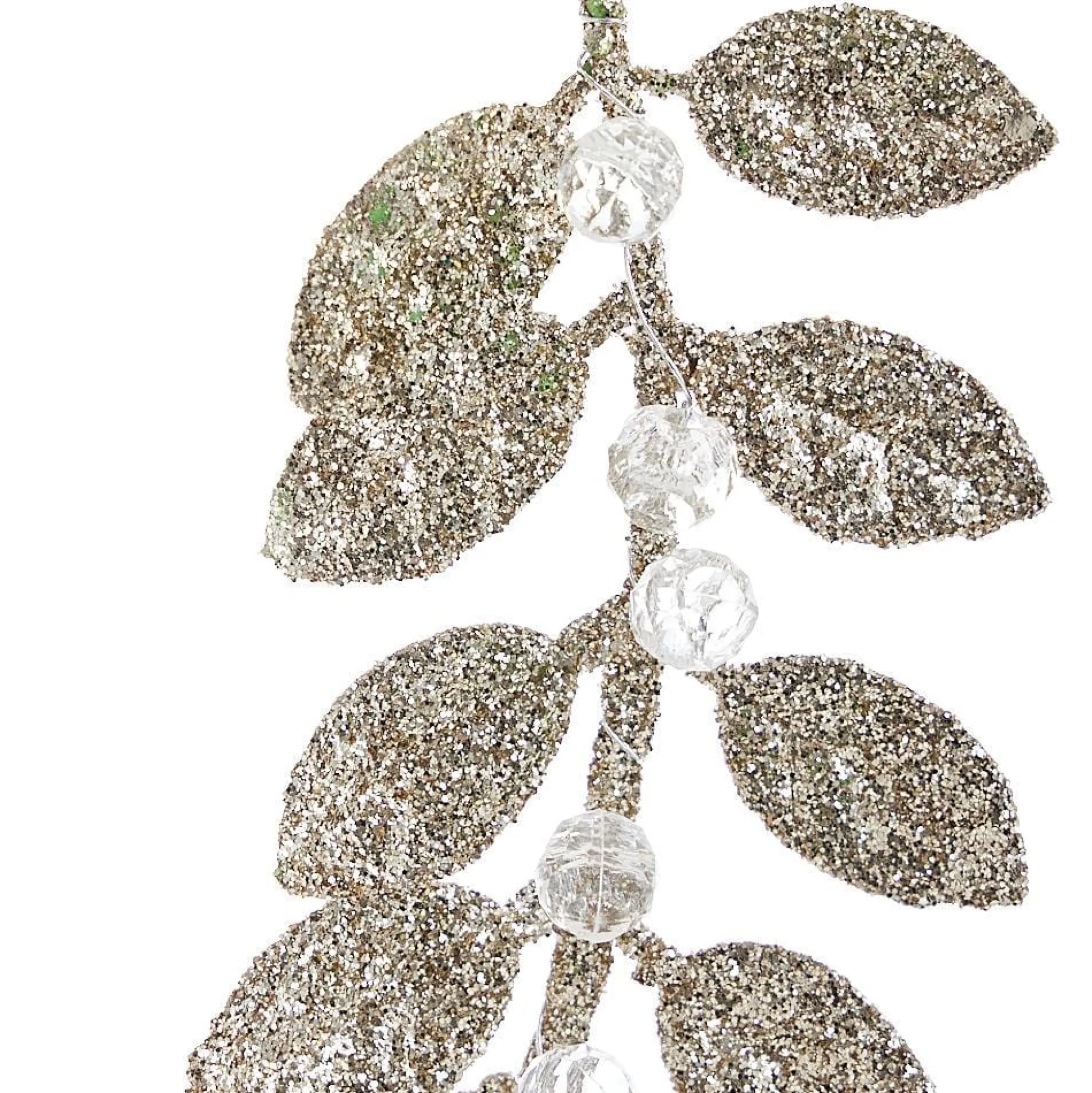Glitter Leaf With Crystals Tree Decoration