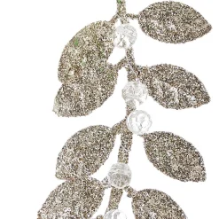 Glitter Leaf With Crystals Tree Decoration