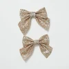 Gold Glitter Bows 2Pc 13Cm