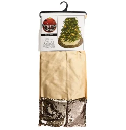 Gold Velour And Sequin Tree Skirt (120Cm)