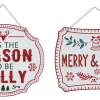 Hanging Glitter Plaque Asst - Ti'S The Season