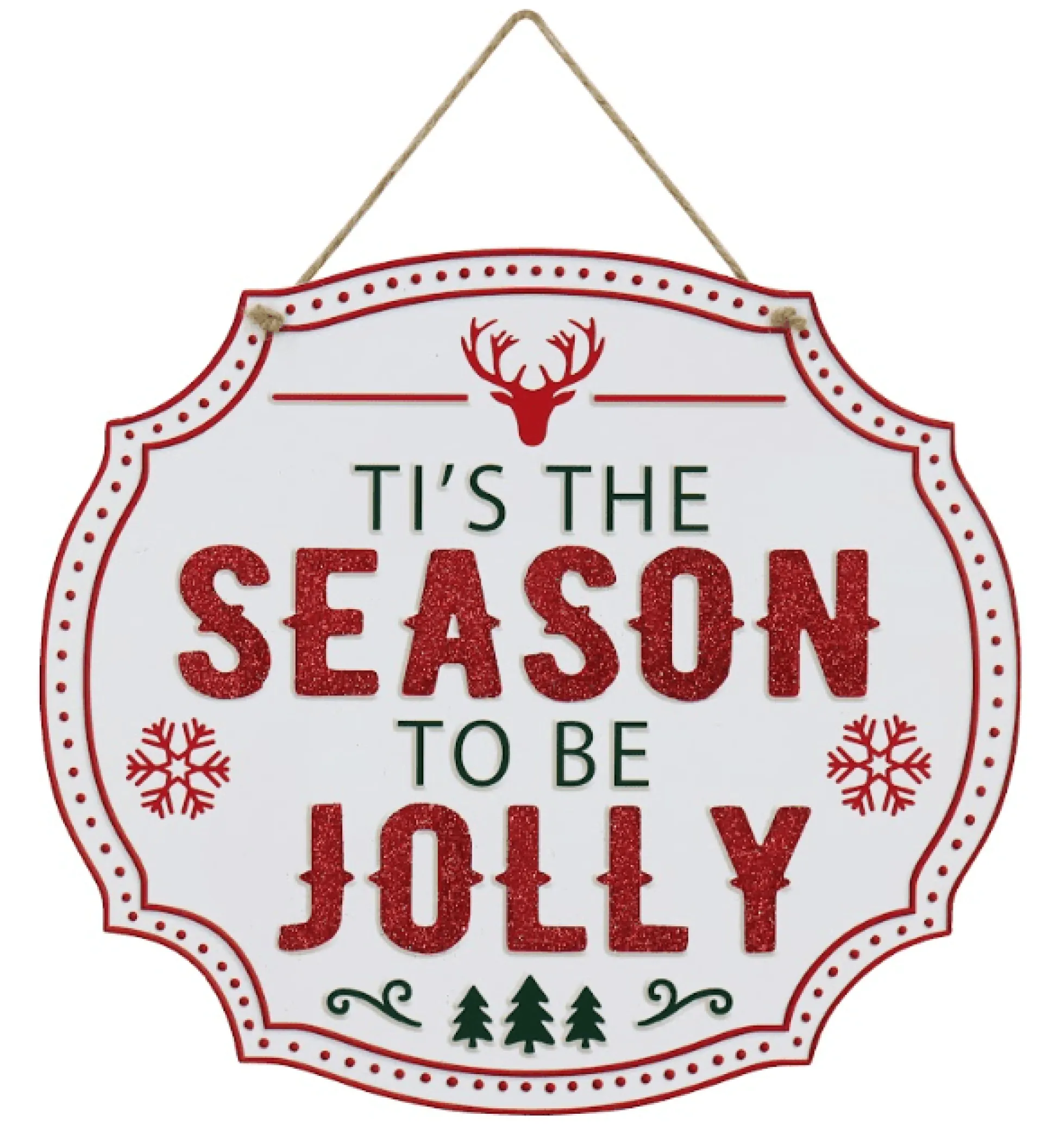 Hanging Glitter Plaque Asst - Ti'S The Season