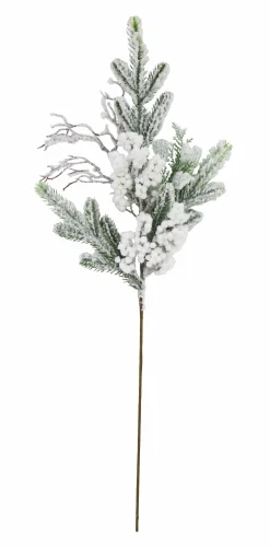 Icy Glitter Foliage Berries Spray Asst (76Cm) - Red Berries
