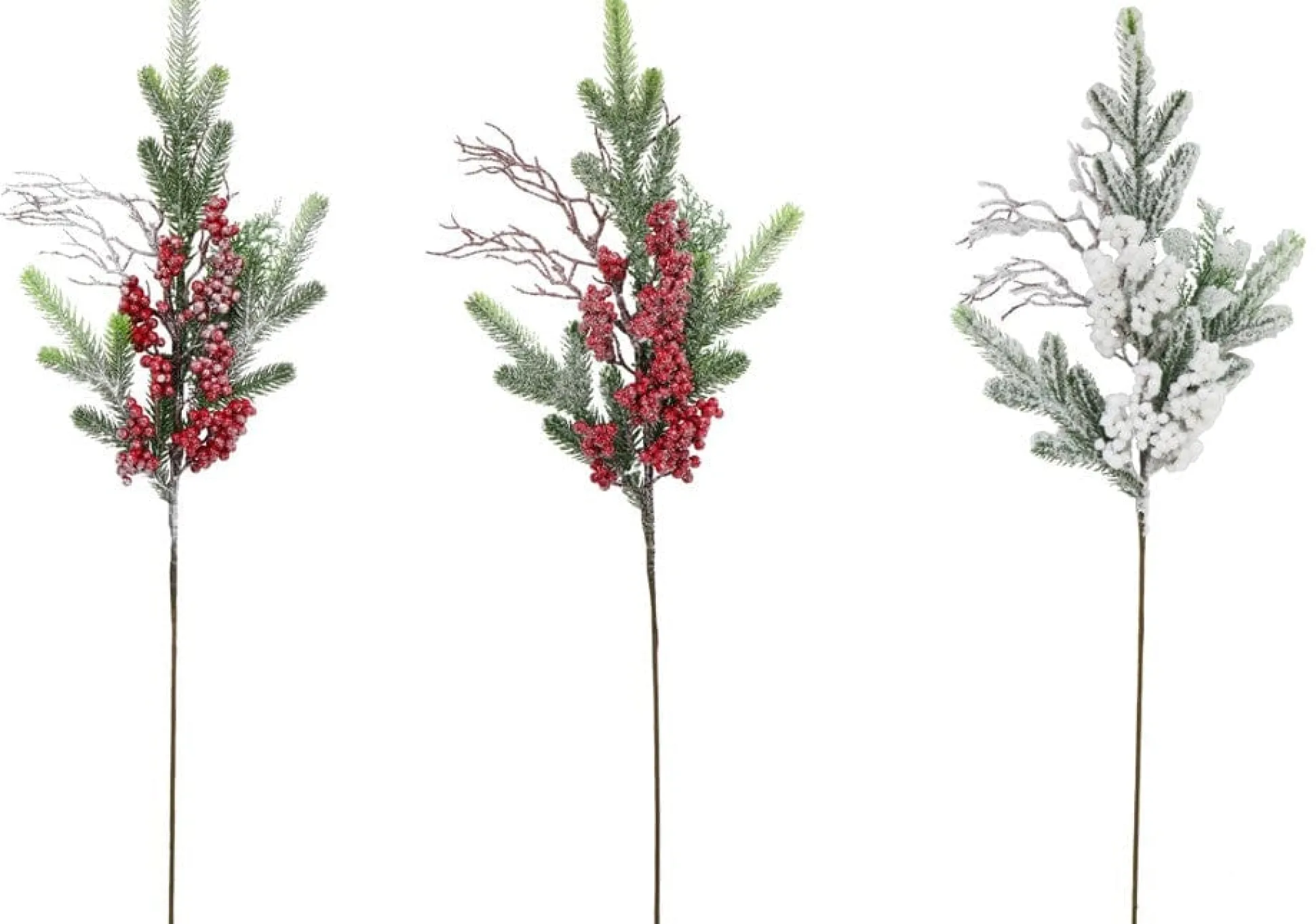Icy Glitter Foliage Berries Spray Asst (76Cm) - Red Berries