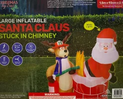 Inflatable Santa Stuck In Chimney (2.1M)