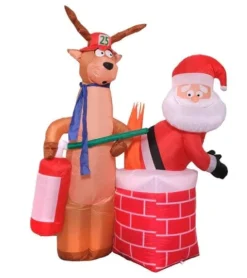 Inflatable Santa Stuck In Chimney (2.1M)