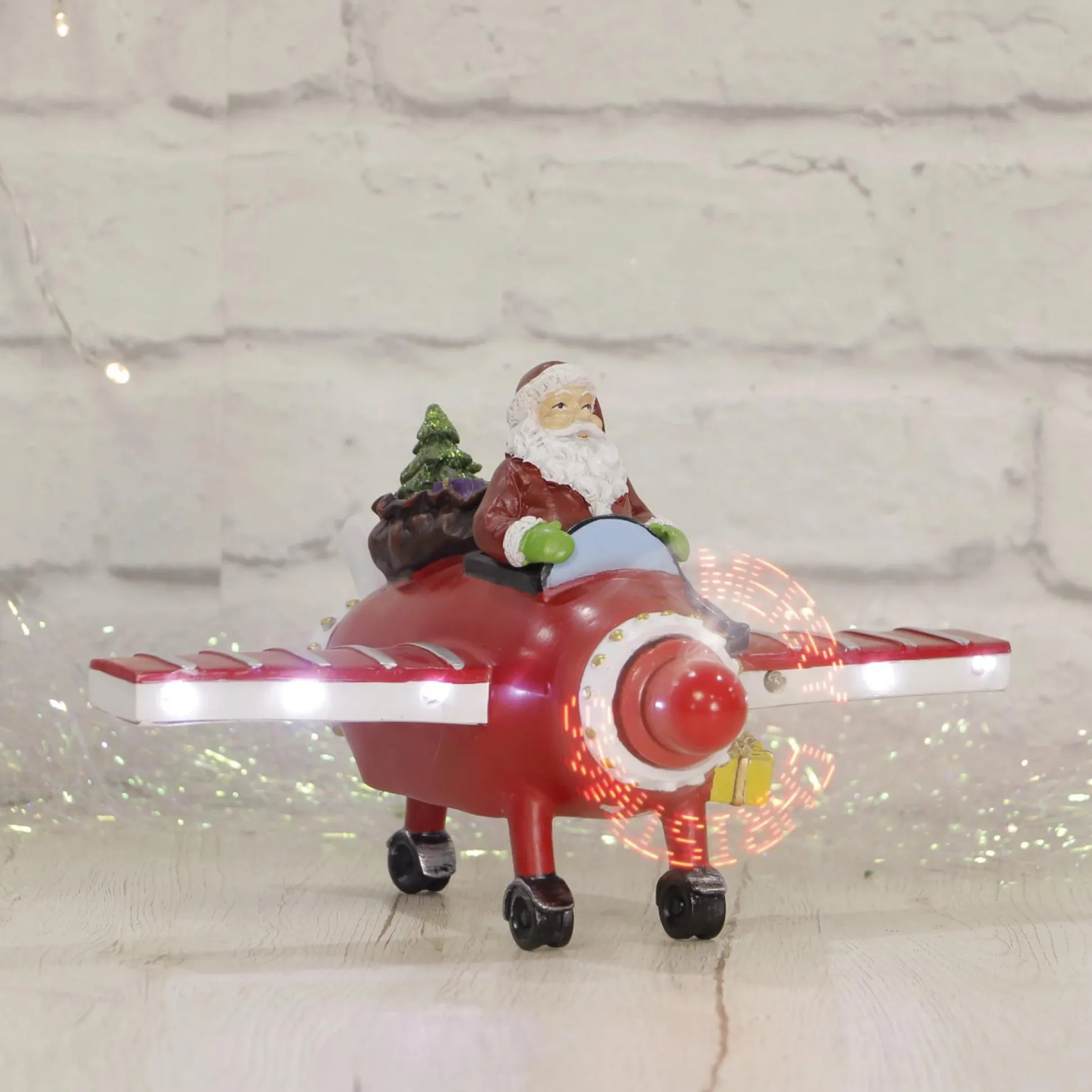 Led Ceramic Santa In Plane Propellor