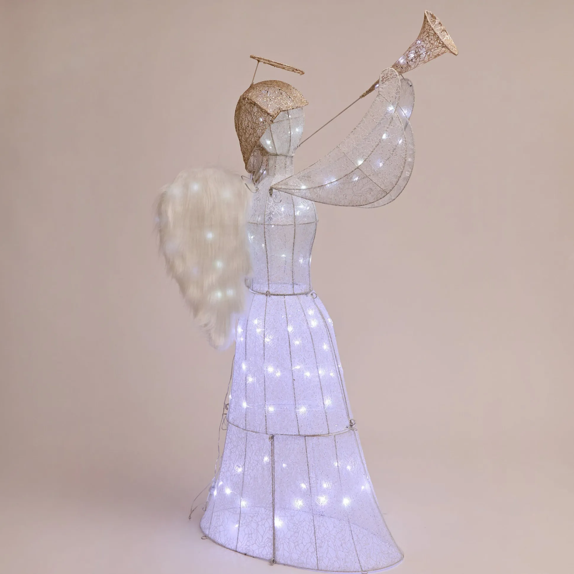 Led Glitter Thread Angel With Trumpet