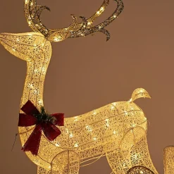 Led Glitter Thread Sleigh With Reindeer