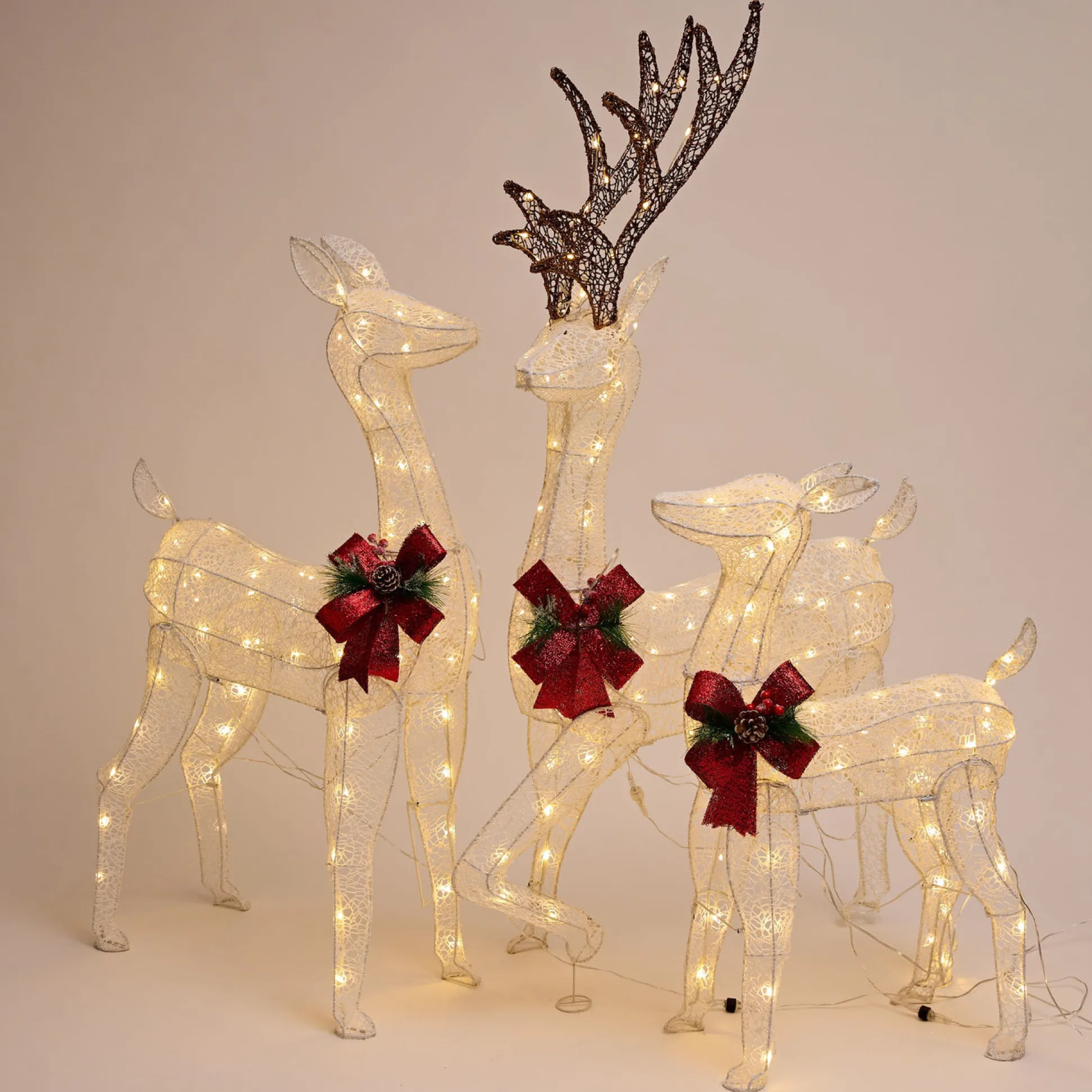 Led Glitter Thread Twinkling Reindeer Family