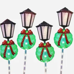 Led Lanterns With Wreath Path Poles