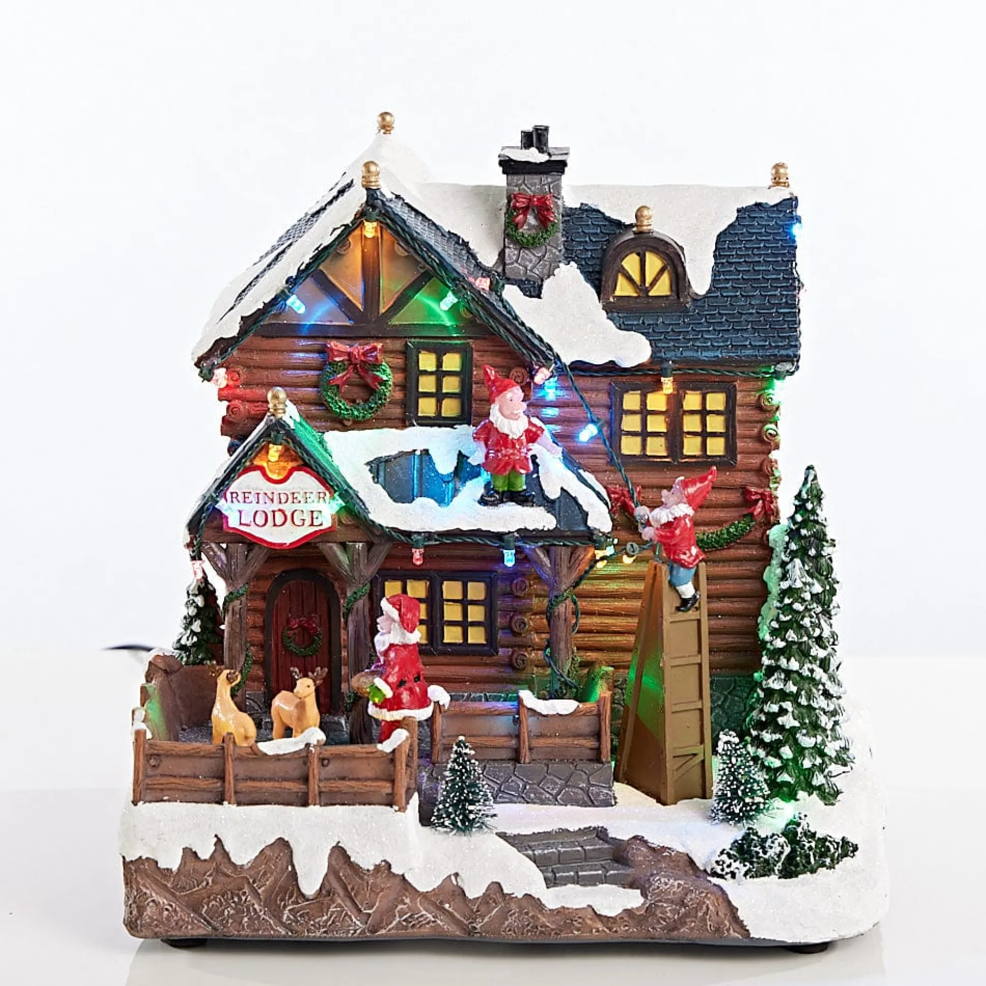 Led Musical Reindeer Lodge Scene