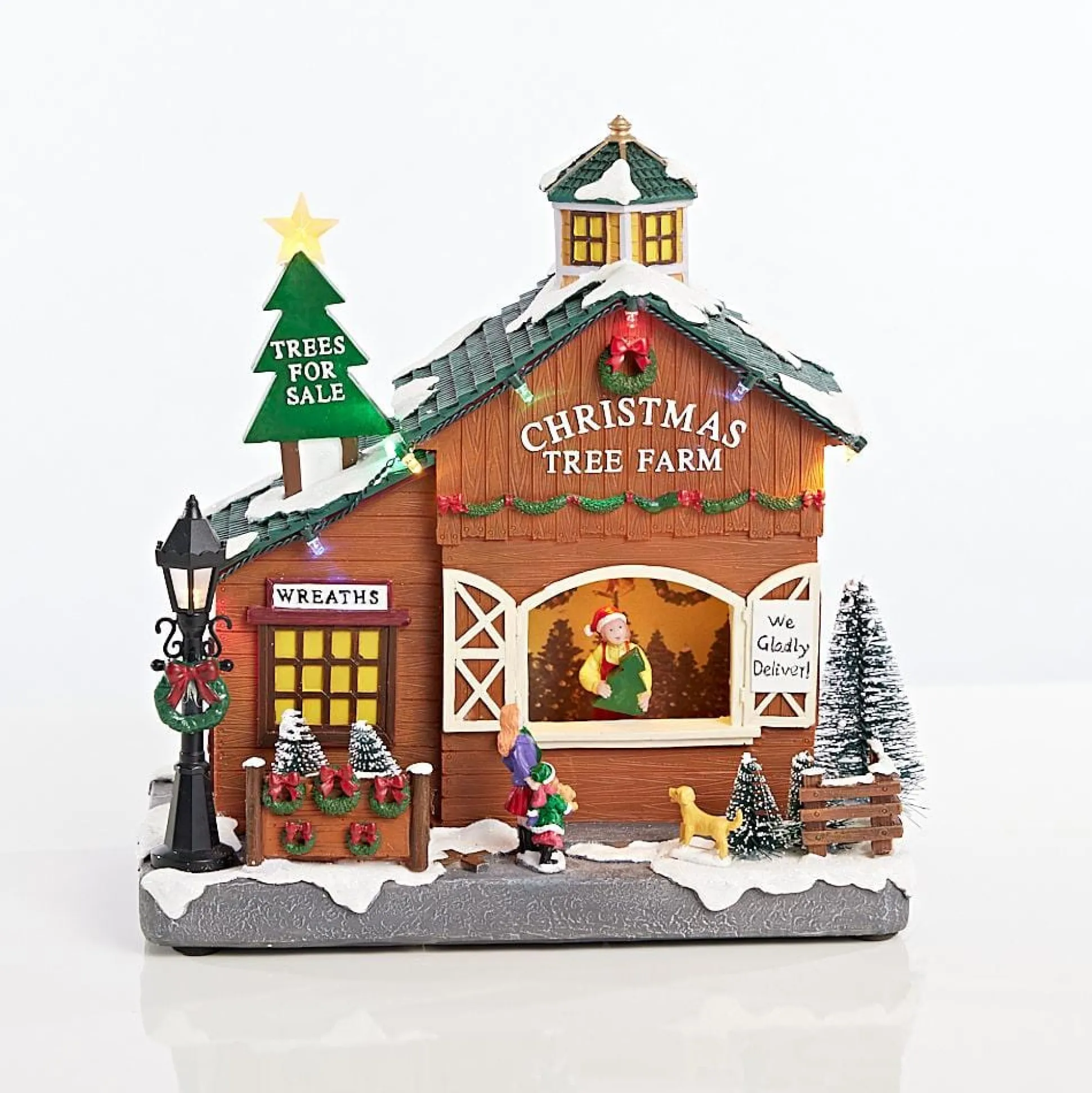 Led Musical Tree Farm Scene