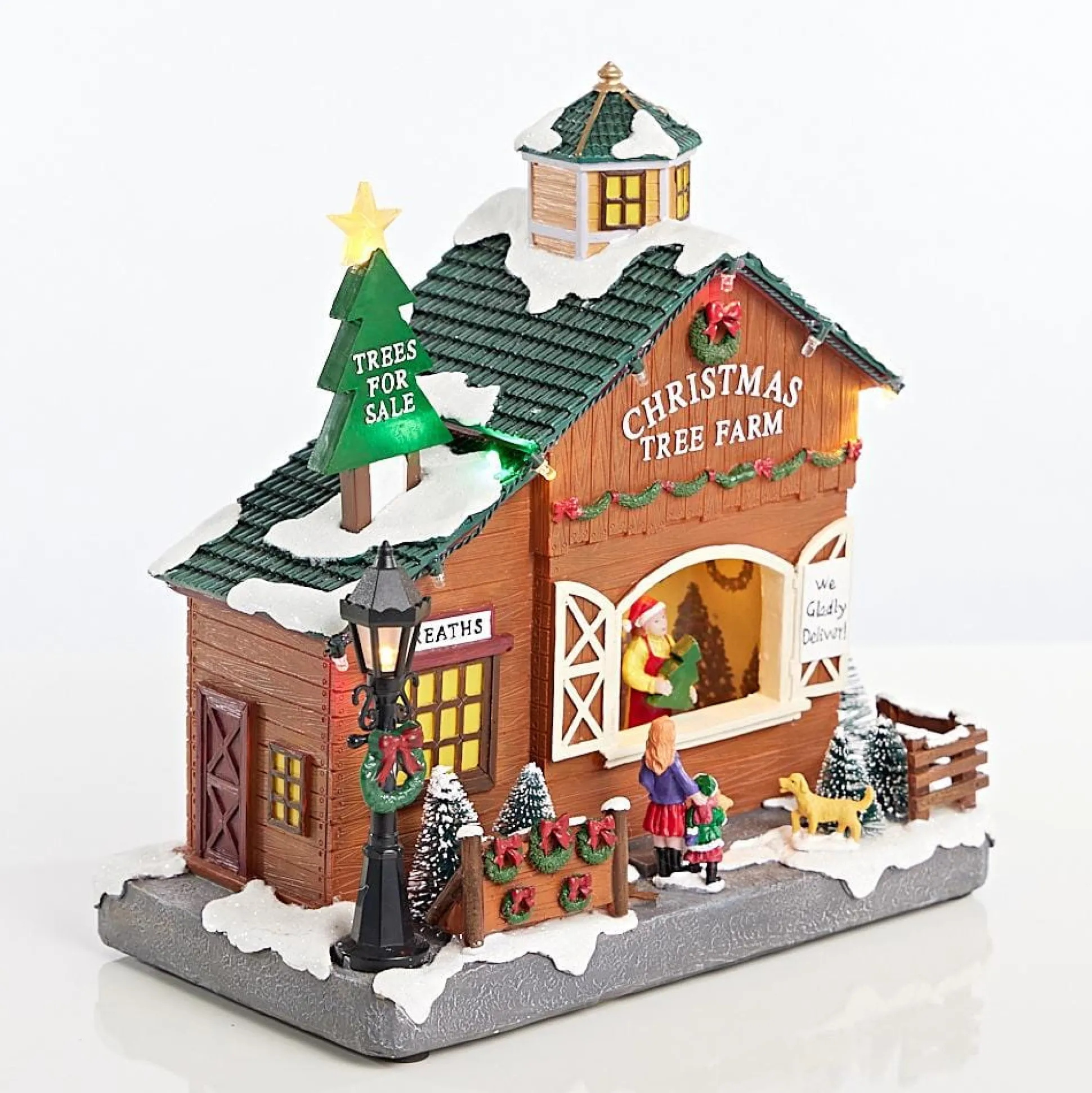 Led Musical Tree Farm Scene