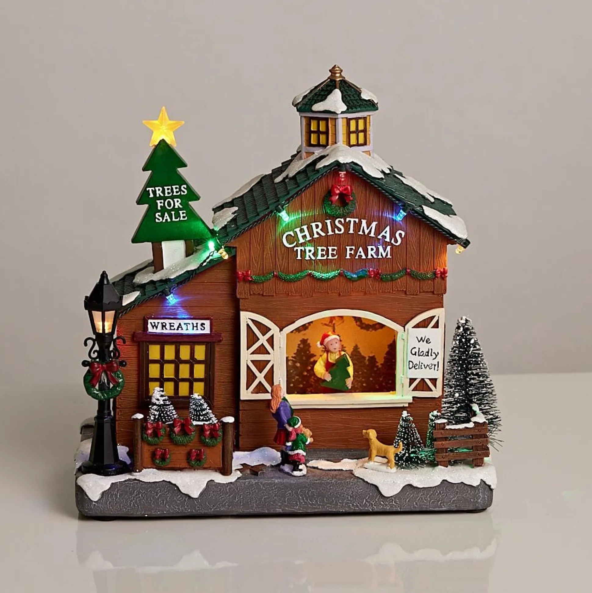 Led Musical Tree Farm Scene