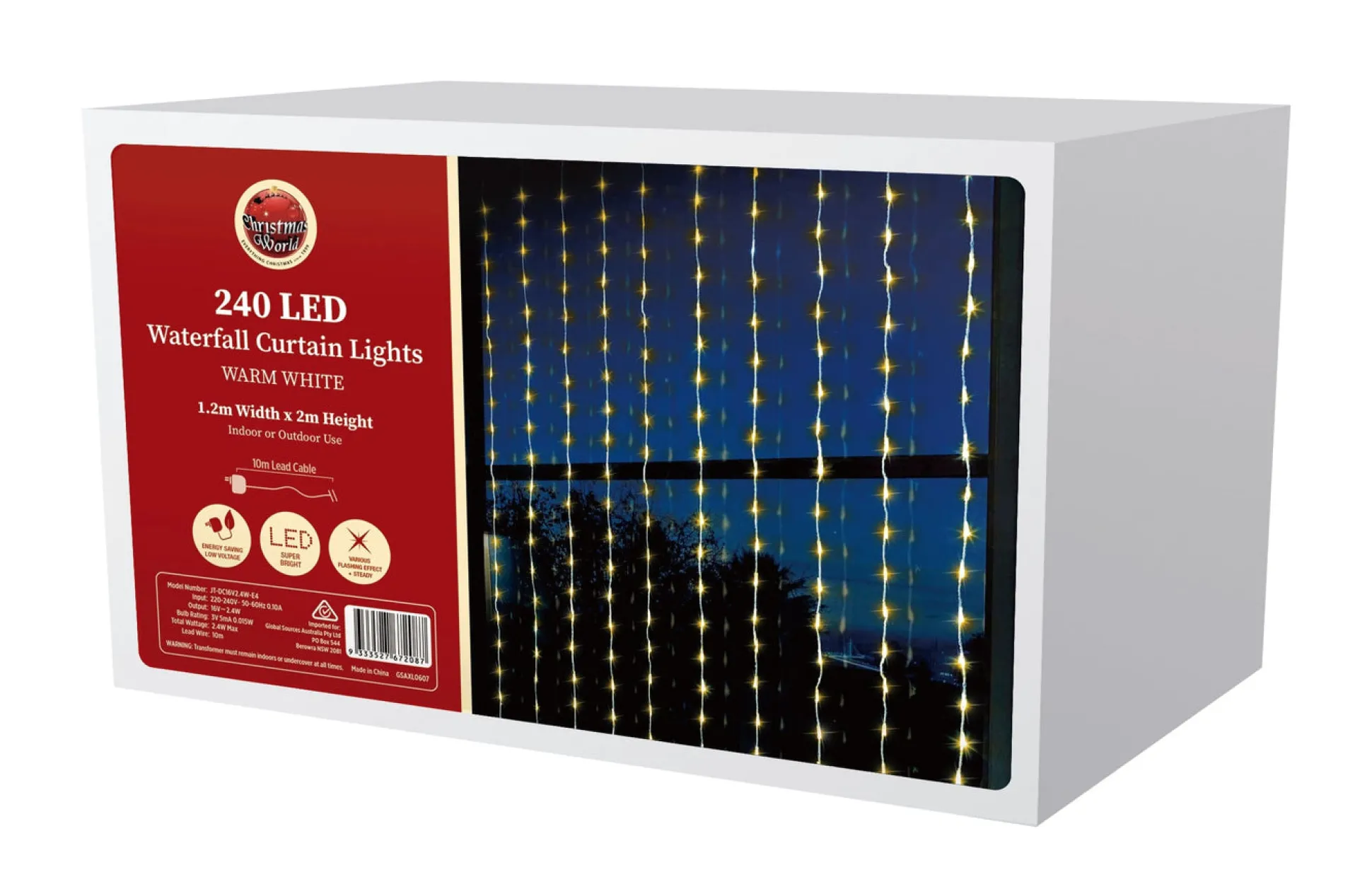 Led Warm White Waterfall Curtain (1.2 X 2M)