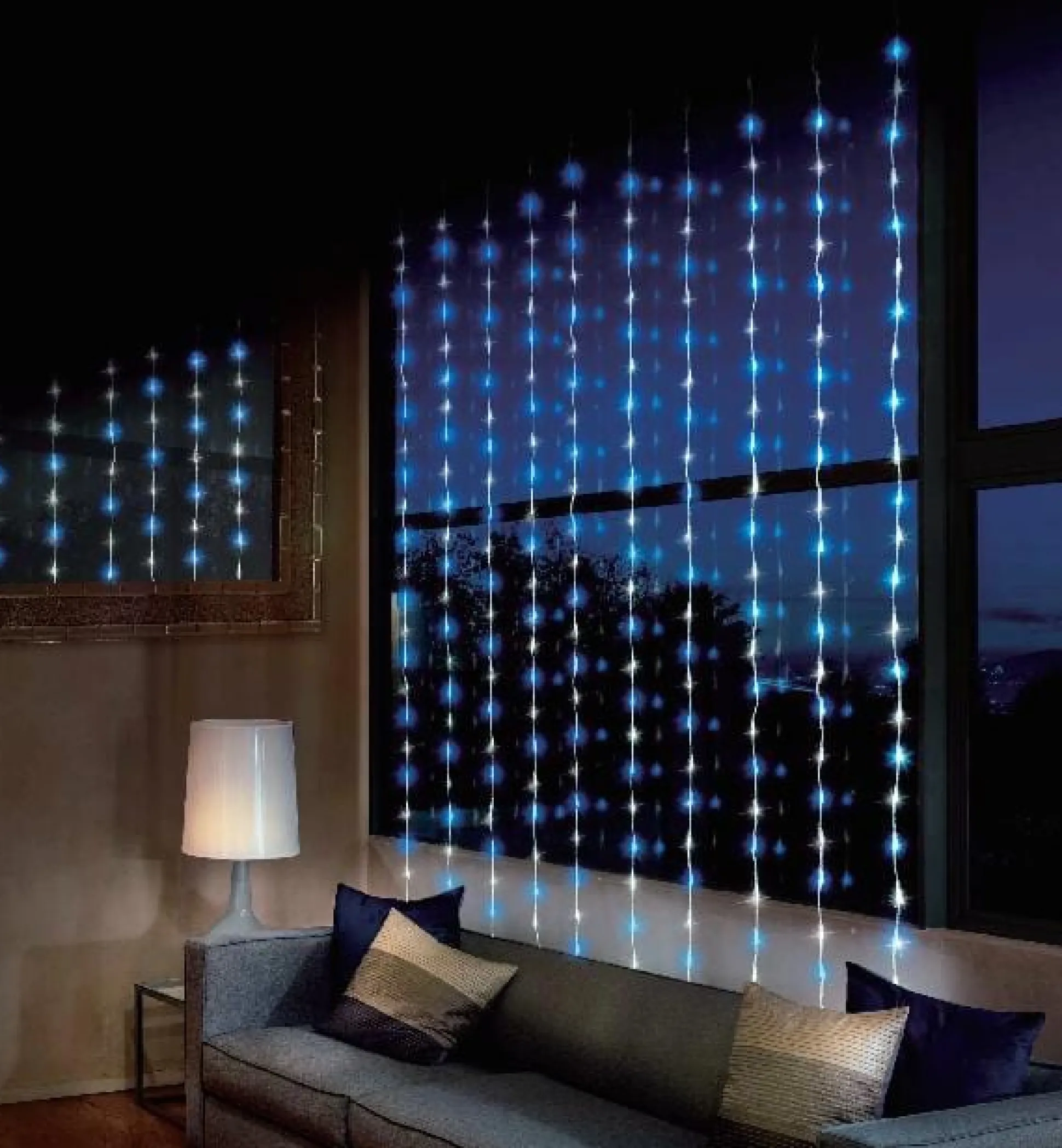 Led White-Blue Waterfall Curtain (2X2M)