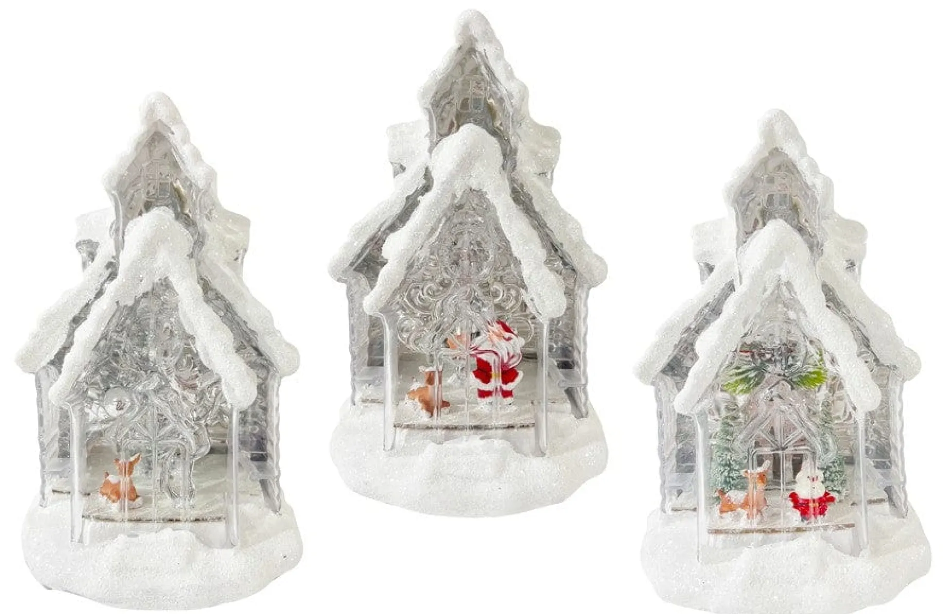 Light Up House With Glitter Snow Asst (29Cm)