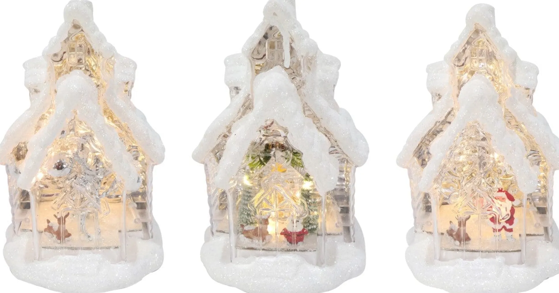 Light Up House With Glitter Snow Asst (29Cm)