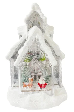Light Up House With Glitter Snow Asst (29Cm)