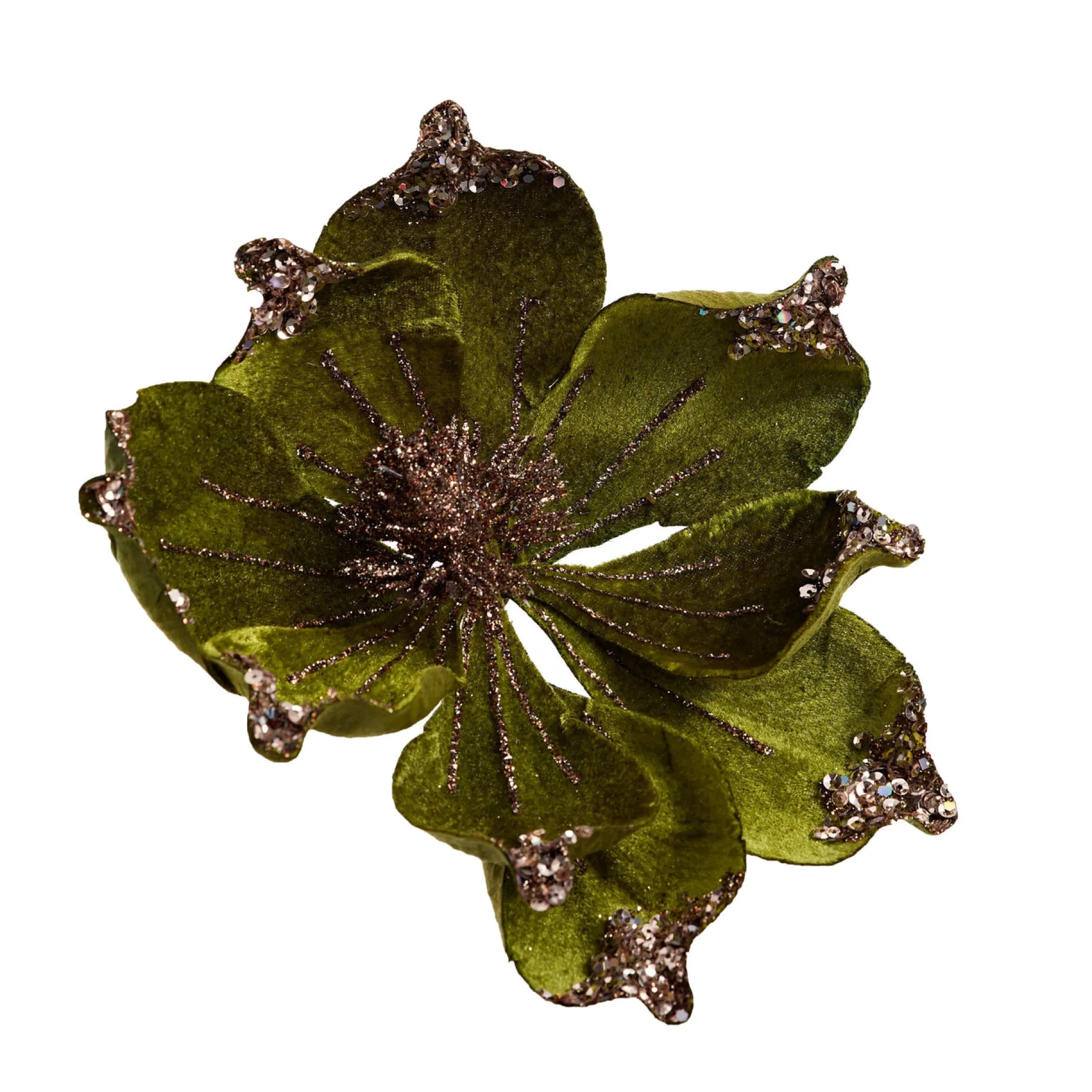 Magnolia Velour Flower With Clip (22Cm)