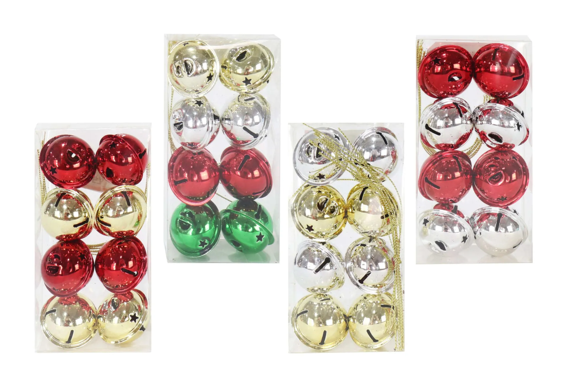 40Mm Nut Bells Shiny Mix Asst (8Pk)