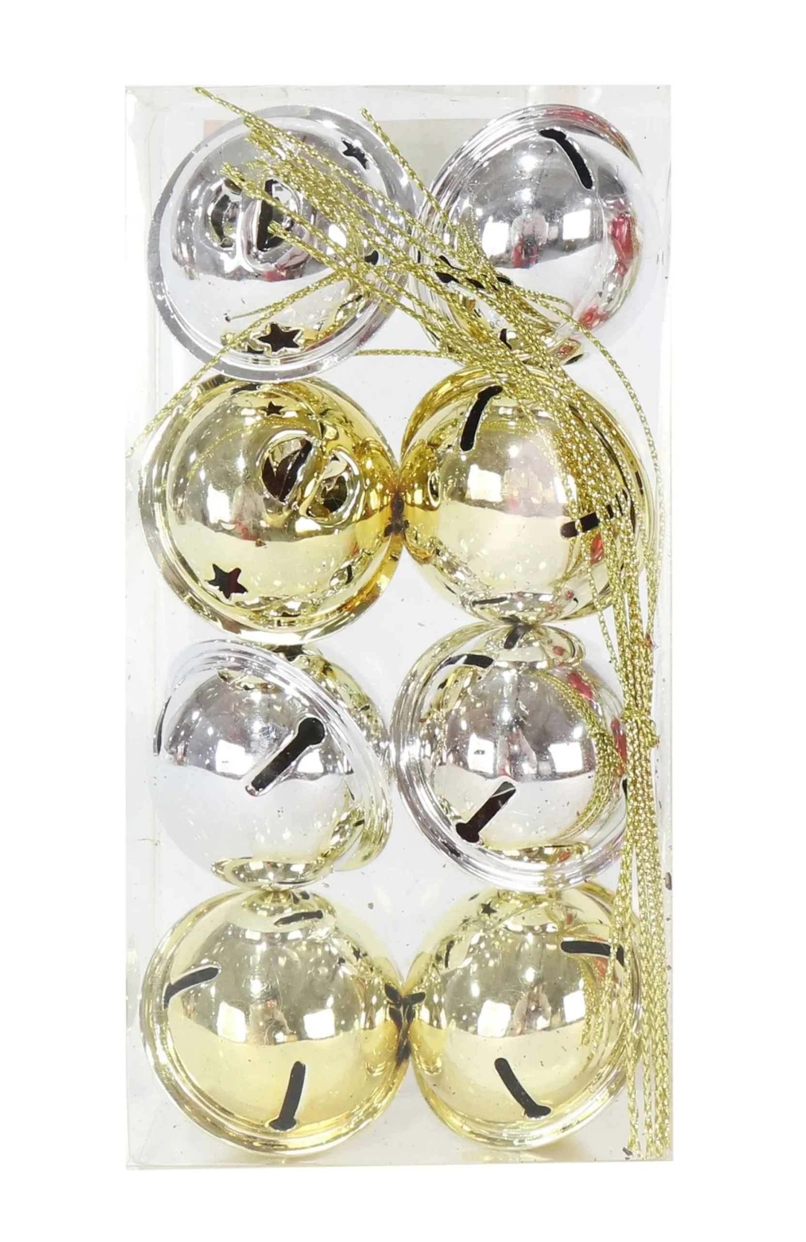 40Mm Nut Bells Shiny Mix Asst (8Pk)