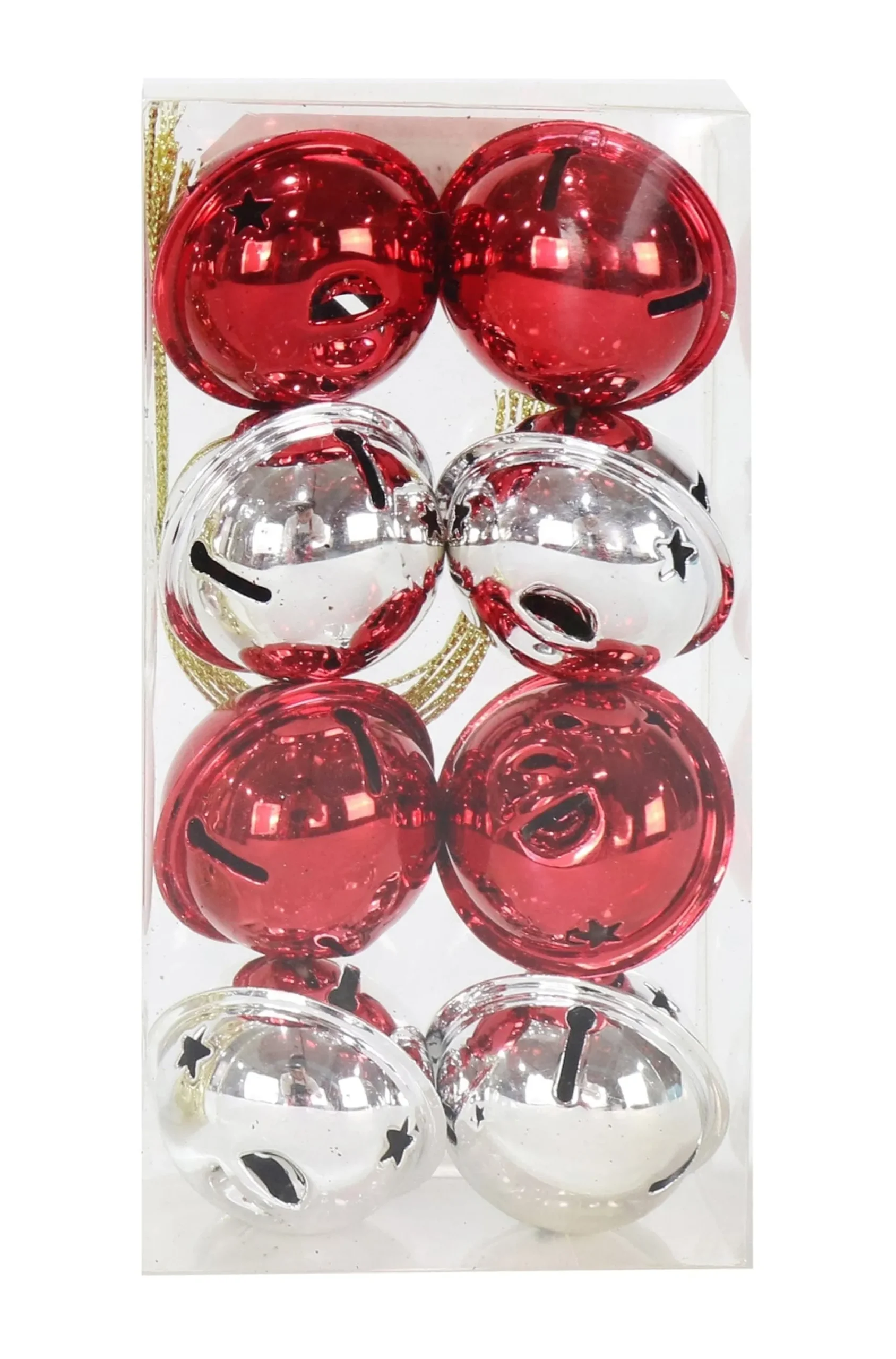 40Mm Nut Bells Shiny Mix Asst (8Pk)