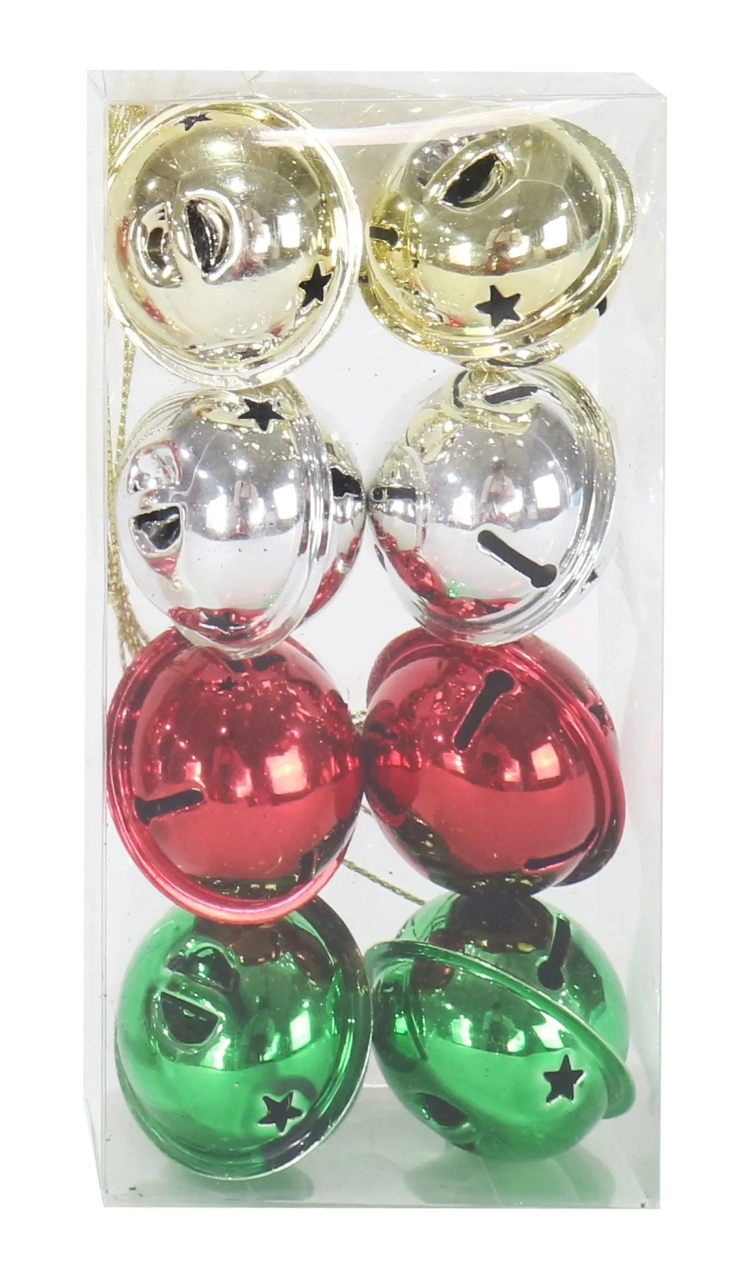 40Mm Nut Bells Shiny Mix Asst (8Pk)