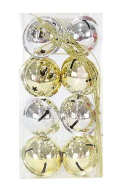 40Mm Nut Bells Shiny Mix Asst (8Pk)