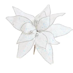 Or Iridescent Poinsettia With Clip (25Cm)