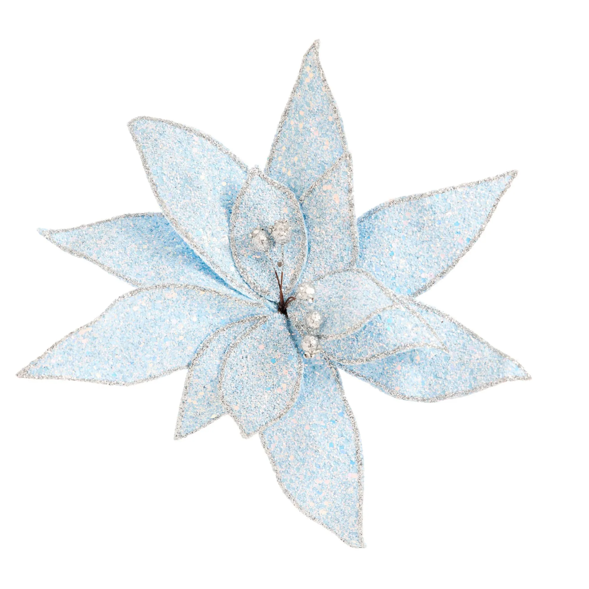 Or Iridescent Poinsettia With Clip (25Cm)