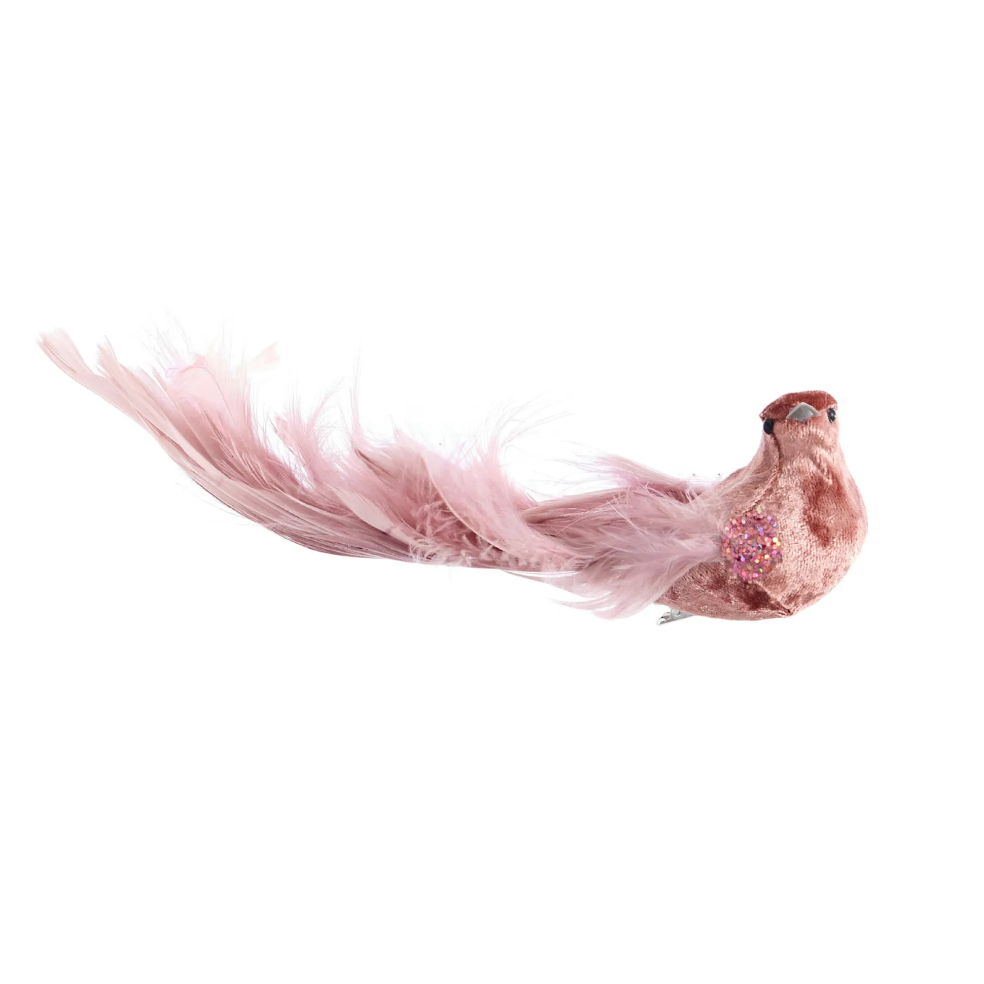 Pink Feather Bird With Clip (24Cm)