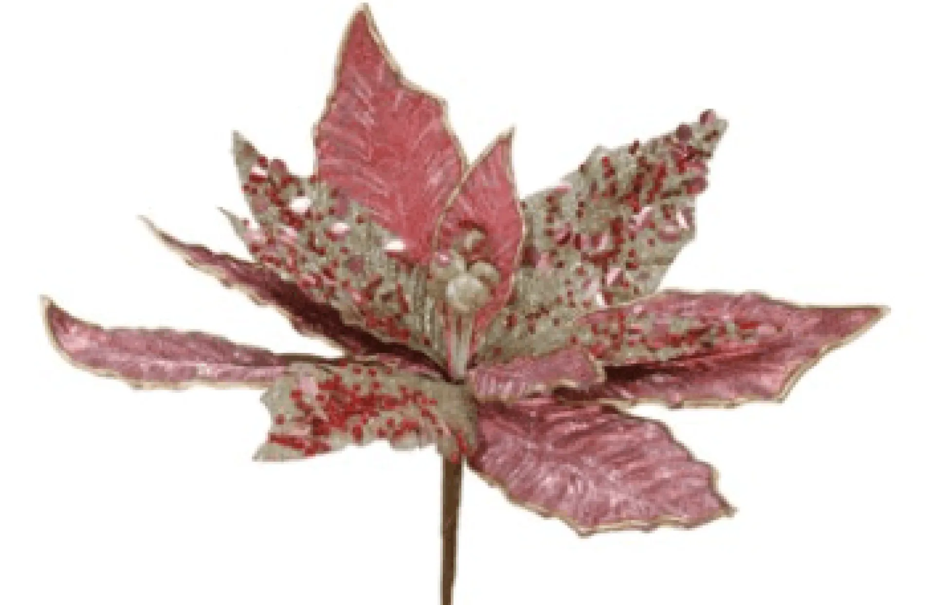 Pink Luxury Metallic Poinsettia Pick