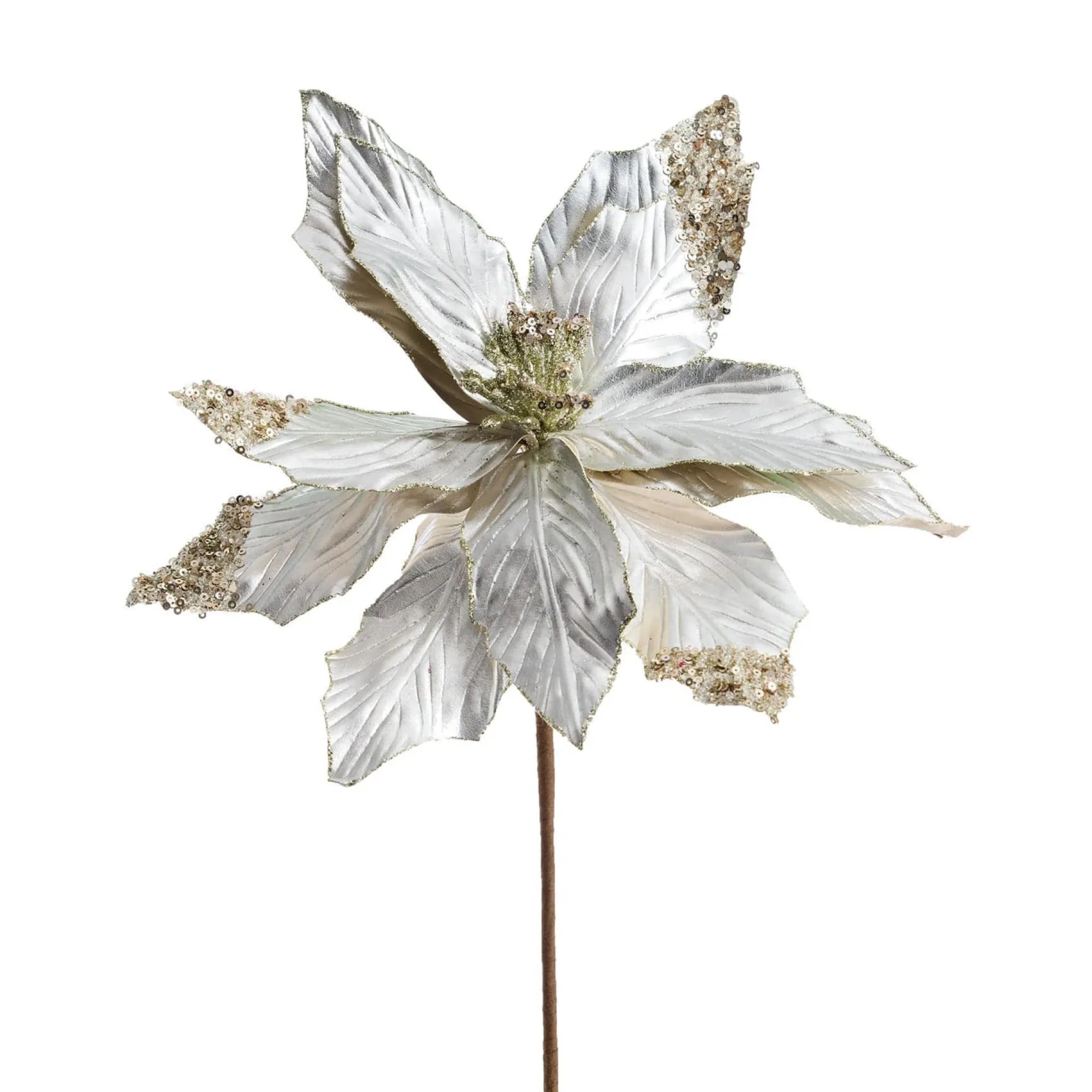 Platinum Poinsettia Stem (63Cm)