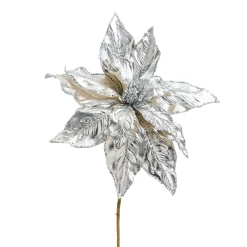 Platinum Silver Poinsettia Stem (45Cm)